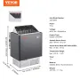 Sauna Heater, 8KW Electric Sauna Stove, 400V 3N Portable Indoor/Outdoor Sauna Heater with 3h Timer, Digital Controller for 8-12 