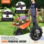 Electric Wheelbarrow Cart, 500W Powered Utility Garden Wagon Dump Cart, 5 Cu. Ft. Load & 330 lbs Capacity with Metal Handle & 16