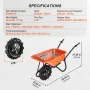 Electric Wheelbarrow Cart, 500W Powered Utility Garden Wagon Dump Cart, 5 Cu. Ft. Load & 330 lbs Capacity with Metal Handle & 16