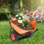 Electric Wheelbarrow Cart, 500W Powered Utility Garden Wagon Dump Cart, 7 Cu. Ft. Load & 573 lbs Capacity with Metal Handle & 16