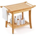 Bamboo Shower Bench 24 x 13.8 x 18.9 in Shower Stool Chair for Bathroom