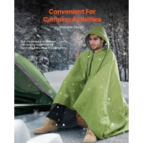 Camping Blanket 79" x 59" Wearable Warm Stadium Blanket Outdoor Light Green