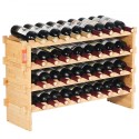 36 Bottle Stackable Modular Wine Rack Bamboo Wood Display Shelf 4-Tier