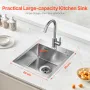 40cm Kitchen Sink Workstation, 304 Stainless Steel Top Mount Sinks, Drop-In Single Bowl Farmhouse Basin with Accessories, Househ