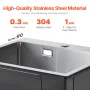 40cm Kitchen Sink Workstation, 304 Stainless Steel Top Mount Sinks, Drop-In Single Bowl Farmhouse Basin with Accessories, Househ