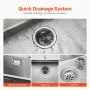 40cm Kitchen Sink Workstation, 304 Stainless Steel Top Mount Sinks, Drop-In Single Bowl Farmhouse Basin with Accessories, Househ