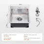 40cm Kitchen Sink Workstation, 304 Stainless Steel Top Mount Sinks, Drop-In Single Bowl Farmhouse Basin with Accessories, Househ