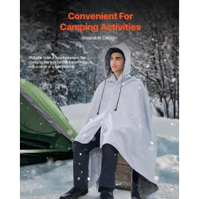 Camping Blanket 79" x 59" Wearable Warm Stadium Blanket Outdoor Light Grey