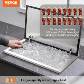 24 "X20" X15 "Drop in is Chest Ice Cooler Ice Bin Rustfrit stål