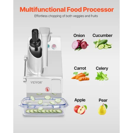 Food Processor & Vegetable Chopper, 2 Feeding Holes Food-Grade Stainless Steel Food Processor Chopper with Detachable 6 Blades, 