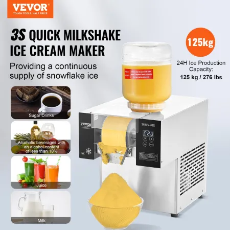 Commercial Snowflake Ice Machine, 276LBS/24H Snowflake Ice Maker, Stainless Steel Ice Shaver Machine, Electric Snow Cone Maker, 