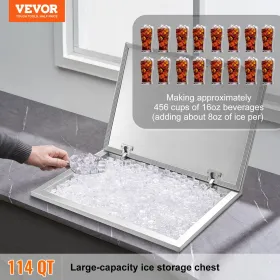 28"x20"x17" Drop in Ice Chest Ice Cooler Ice Bin Stainless Steel w/Cover