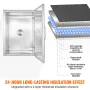 Drop in Ice Chest, 28"L x 20"W x 17"H Stainless Steel Ice Cooler, Commercial Ice Bin with Hinged Cover, 40 qt Outdoor Kitchen Ic