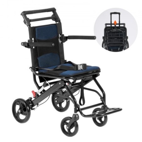 Wheelchair Aluminum Alloy Transport Chair Foldable 15.75-In W Seat 220lbs