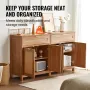 Rattan Cabinet, Set of 2, Rattan Storage Cabinet with 4 Magnetic Doors and 2 Drawers, Sideboard Buffet Cabinet with Adjustable S