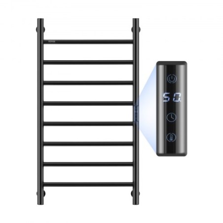 8 Bars Towel Warmer Rack Wall Mounted Heated Towel Rack for Bathroom Black