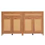 Rattan Cabinet, Set of 2, Rattan Storage Cabinet with 4 Magnetic Doors and 2 Drawers, Sideboard Buffet Cabinet with Adjustable S