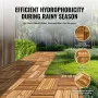 Interlocking Deck Tiles Solid Wood, 27 Pack,12"x12" Waterproof Camphor Pine Wood Flooring All Weather Use, Patio Floor Decking C
