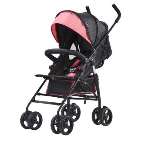 Lightweight Stroller Compact Easy Fold Adjustable Backrest Black/Pink