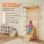 Swedish Ladder Wall Gym, 5 in 1 Wooden Indoor Playground Climbing Toys, 220 lbs Load Capacity Swedish Wall Ladder with Pull-Up B