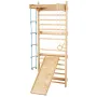Swedish Ladder Wall Gym, 5 in 1 Wooden Indoor Playground Climbing Toys, 220 lbs Load Capacity Swedish Wall Ladder with Pull-Up B