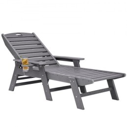 Outdoor Chaise Lounge Chair Adjustable Patio Reclining Bench Lounger Gray