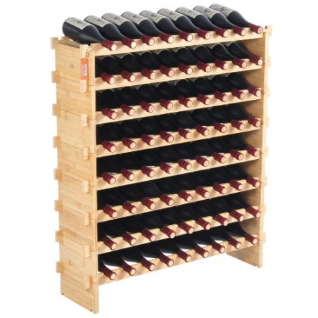 72 Bottle Upgrade Modular Wine Rack Bamboo Wood Display Shelf 8-Tier