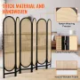 6 Panel Room Divider Hand-Woven Rattan Foldende