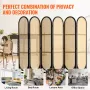 6 Panel Room Divider, Hand-Woven Rattan Folding Privacy Screens with Hinges, Portable Partition Room Dividers, Wooden Freestandi