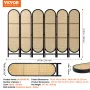 6 Panel Room Divider, Hand-Woven Rattan Folding Privacy Screens with Hinges, Portable Partition Room Dividers, Wooden Freestandi