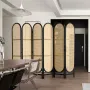 6 Panel Room Divider Hand-Woven Rattan Foldende