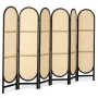 6 Panel Room Divider, Hand-Woven Rattan Folding Privacy Screens with Hinges, Portable Partition Room Dividers, Wooden Freestandi