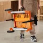 Miter Saw Stand with Tabletop and Wheels, 330lbs Load Capacity Steel Collapsible Rolling Stand for Miter Saw, Adjustable Height 