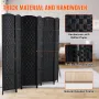 6 Panel Room Divider Hand-Woven Folding Privacy Screen med