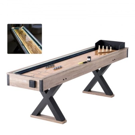 9 ft LED Shuffleboard Table 2 in 1 Shuffleboard and Bowling Combo Game Set