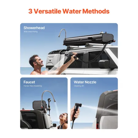 Roof Rack Water Tank, 4.5 Gal, Multi-Dispensing Outdoor Tank with 2 Splash-Guard Panels & T-slot, High-Capacity Aluminum Tank wi