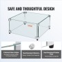 Gas Fire Pit Wind Guard for Square Fire Table, 493 x 493 x 191 mm Clear Tempered Wind Guard for Firepits, 8mm Thick Square