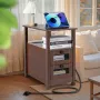Farmhouse slutbord smal natstand med USB -porte og forretninger