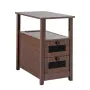 Farmhouse End Table, Narrow Night Stand with USB Ports and Outlets, 4 Tiers End Table Side Table with Storage Cabinet and 2 Draw