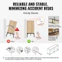 Rattan Cabinet, Rattan Storage Cabinet with 4 Magnetic Doors and Adjustable Shelves, Sideboard Buffet Cabinet for Hallway, Entry