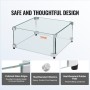 Gas Fire Pit Wind Guard for Square Fire Table, 493 x 493 x 191 mm Clear Tempered Wind Guard for Firepits, 8mm Thick Square