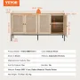 Rattan Cabinet, Rattan Storage Cabinet with 4 Magnetic Doors and Adjustable Shelves, Sideboard Buffet Cabinet for Hallway, Entry