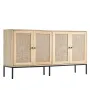 Rattan Cabinet, Rattan Storage Cabinet with 4 Magnetic Doors and Adjustable Shelves, Sideboard Buffet Cabinet for Hallway, Entry