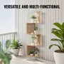Rattan Corner Bookshelf, 5 Tiers Ladder Corner Shelf with Metal Frame, Narrow Open Wall Corner Storage Rack, Storage Display She