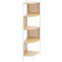 Rattan Corner Bookshelf, 5 Tiers Ladder Corner Shelf with Metal Frame, Narrow Open Wall Corner Storage Rack, Storage Display She
