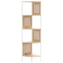 Rattan Corner Bookshelf, 5 Tiers Ladder Corner Shelf with Metal Frame, Narrow Open Wall Corner Storage Rack, Storage Display She