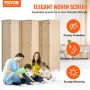 6 Panel Room Divider, Bamboo Hand-Woven Folding Privacy Screens with Hinges, Portable Partition Room Dividers & Freestanding Wal