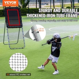 Folding Lacrosse Rebounder for Backyard, 3x8 Ft Volleyball Bounce Back Net, Pitchback Throwback Baseball Softball Return