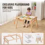 Sensory Table and Chairs Set, Toddlers Activity Table with 2 Stools, 2 Storage Bins & Paper Roll Holder, Indoor/Outdoor Play San
