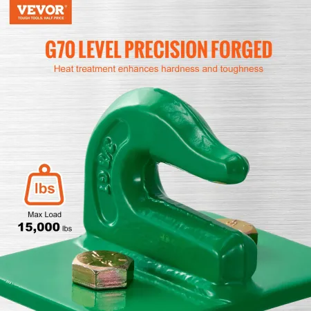 3/8" Tractor Bucket Hooks Grade 70 Forged Steel 2 Pack Bolt On Grab Hooks Heavy Duty Mount With Backer Plate, Maximum Brea